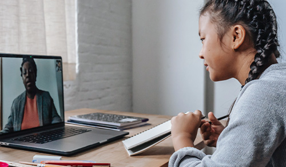 Student attending to an online class